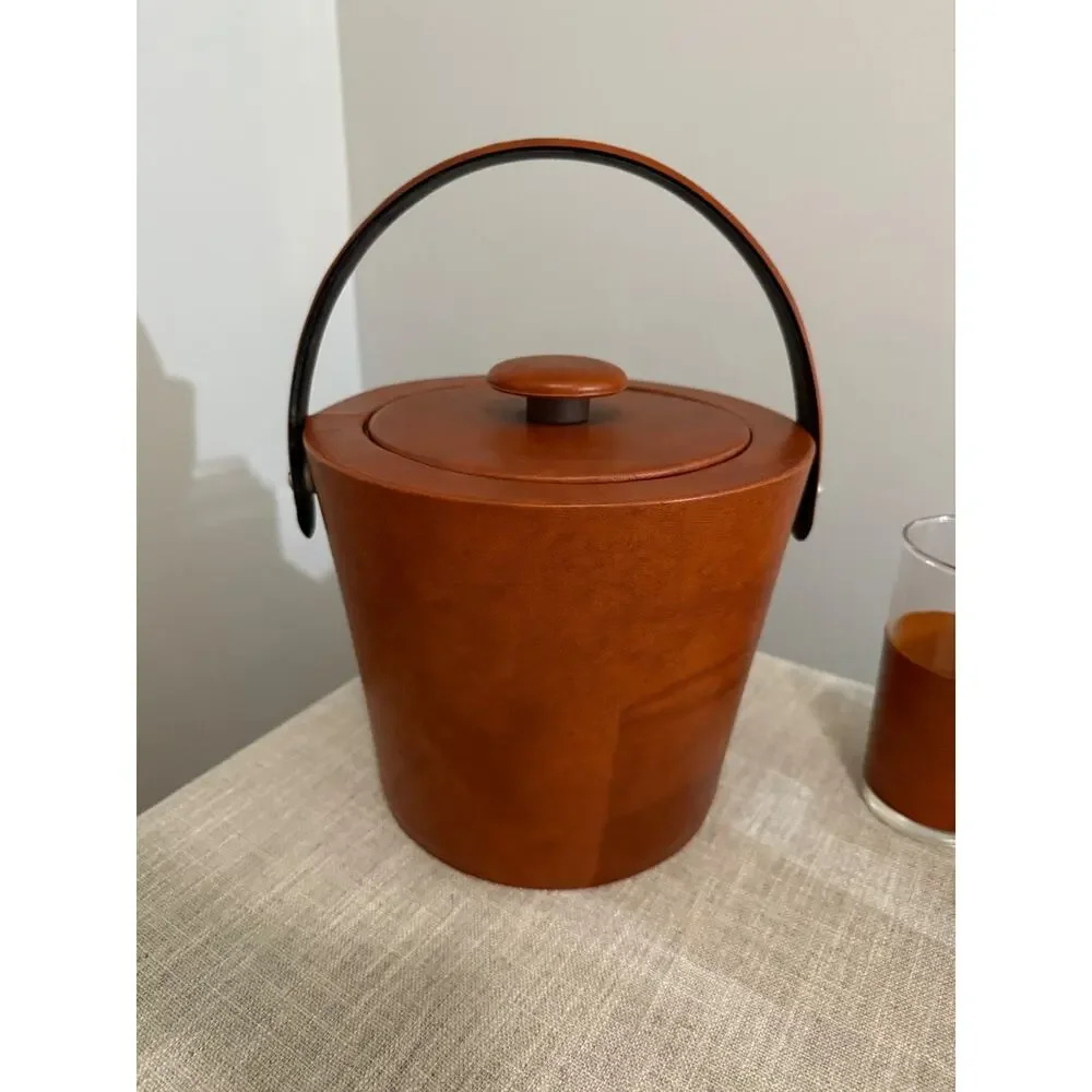 Vintage Mid Century Ice Bucket Barware Set 8 Glasses Coasters Napkin Holder